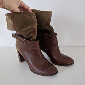 Vince Leather and Suede Ankle Boots